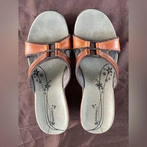 Merrell Dewberry Leather Open Toe Slip On Sandals Shoe Wedge Heel Comfort Size 8